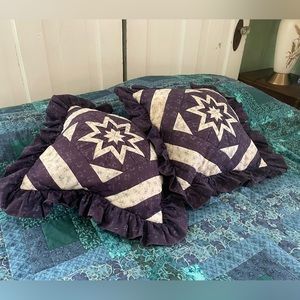 Vintage Amish Quilted Pillows (2) Prairie Star